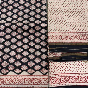 Black Handcrafted Chanderi Silk Unstitched Suit