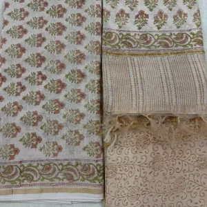 Ivory Handcrafted Chanderi Silk Unstitched Suit