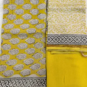 Yellow Handcrafted Chanderi Silk Unstitched Suit
